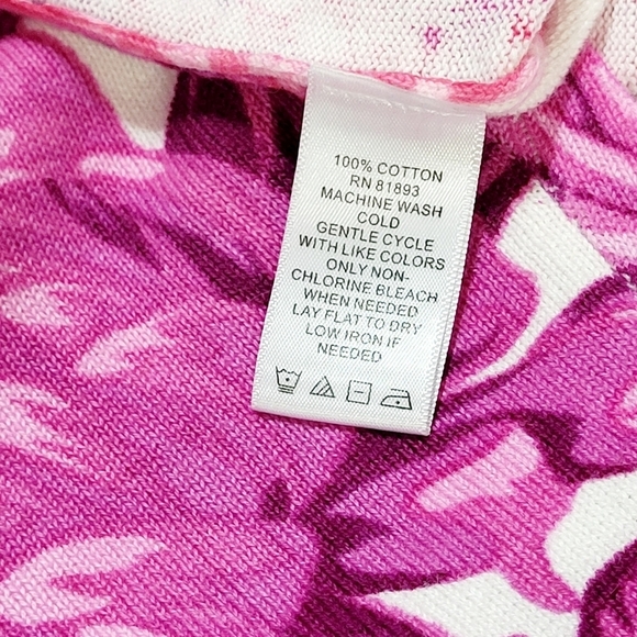 VTG Isaac Mizrahi Live Pink Floral Cotton Cardigan Women's (L) - Picture 8 of 10